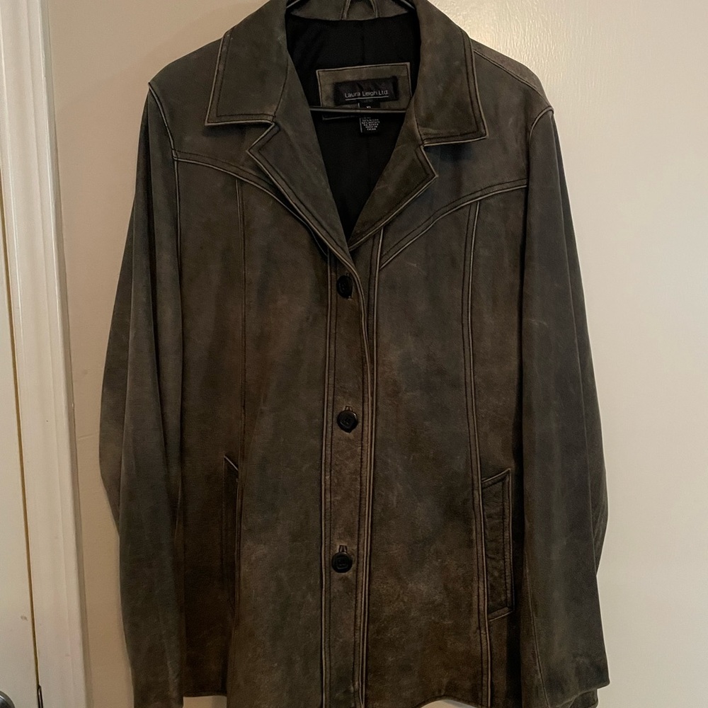 Laura Leigh Ltd Vintage Greyish Black Genuine Leather Jacket